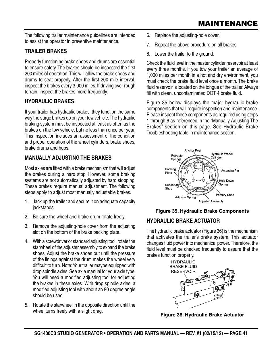 Maintenance | Multiquip SG1400C3-55748 User Manual | Page 41 / 116