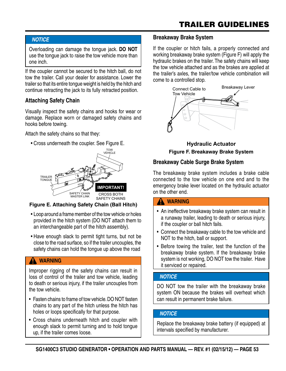 Trailer guidelines | Multiquip SG1400C3-55748 User Manual | Page 53 / 116