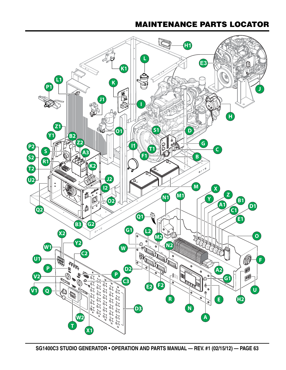 Maintenance parts locator | Multiquip SG1400C3-55748 User Manual | Page 63 / 116