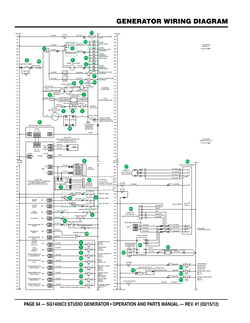 Generator wiring diagram | Multiquip SG1400C3-55748 User Manual | Page 64 / 116