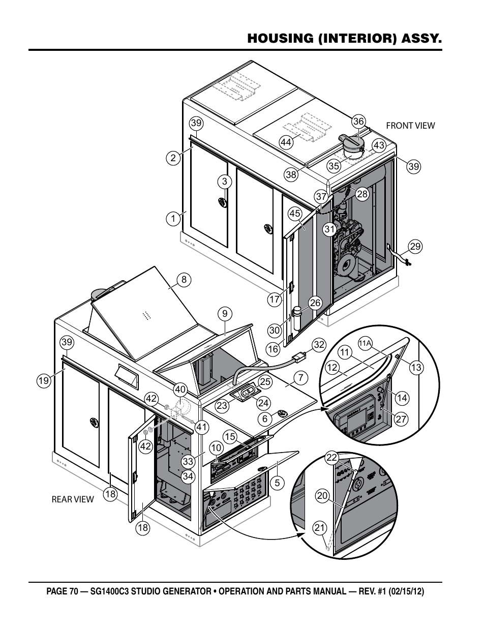Housing (interior) assy | Multiquip SG1400C3-55748 User Manual | Page 70 / 116