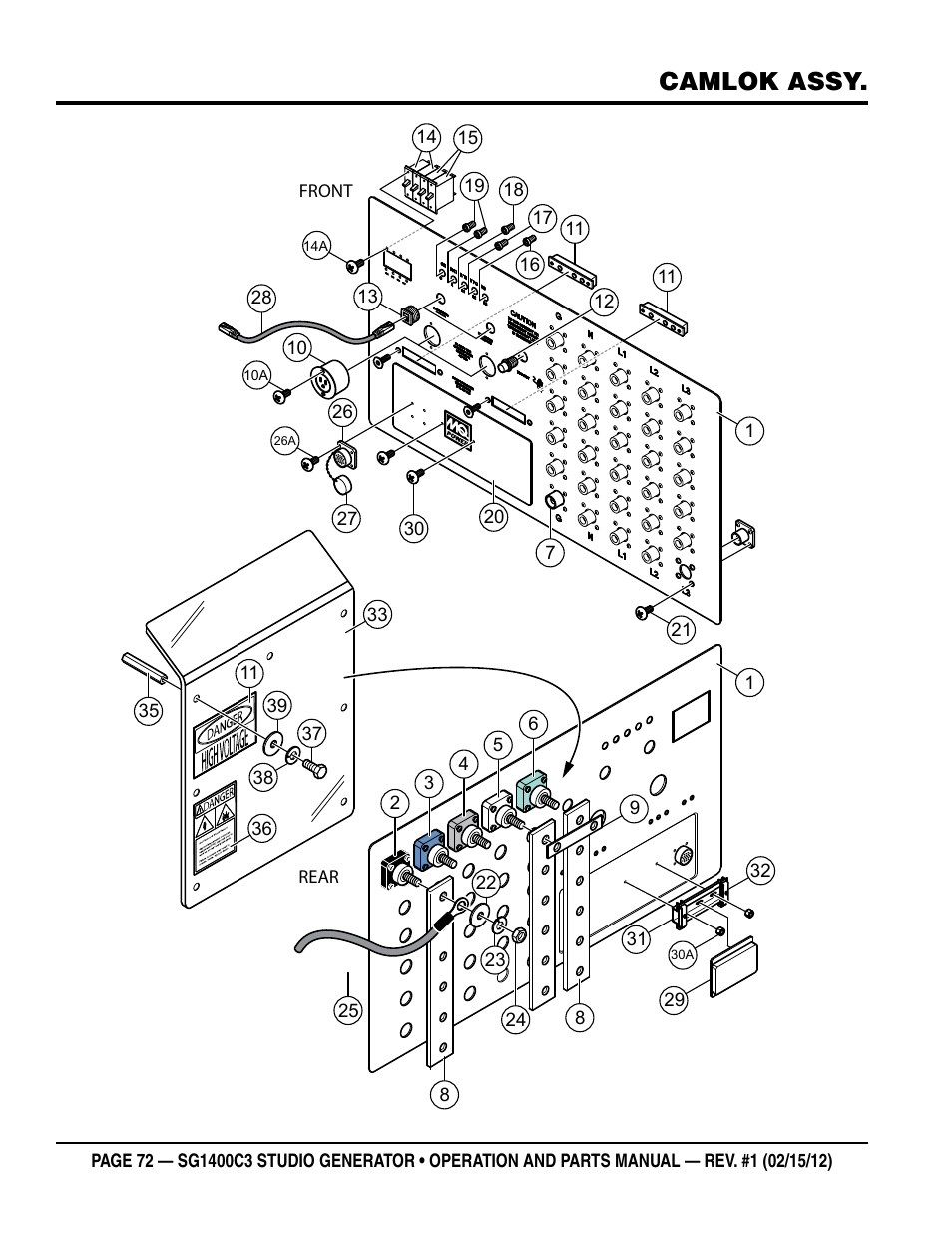 Camlok assy | Multiquip SG1400C3-55748 User Manual | Page 72 / 116