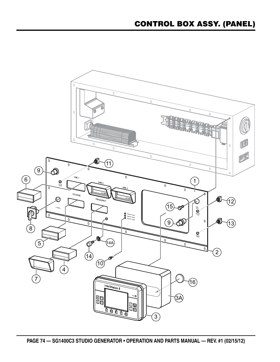 Control box assy. (panel) | Multiquip SG1400C3-55748 User Manual | Page 74 / 116