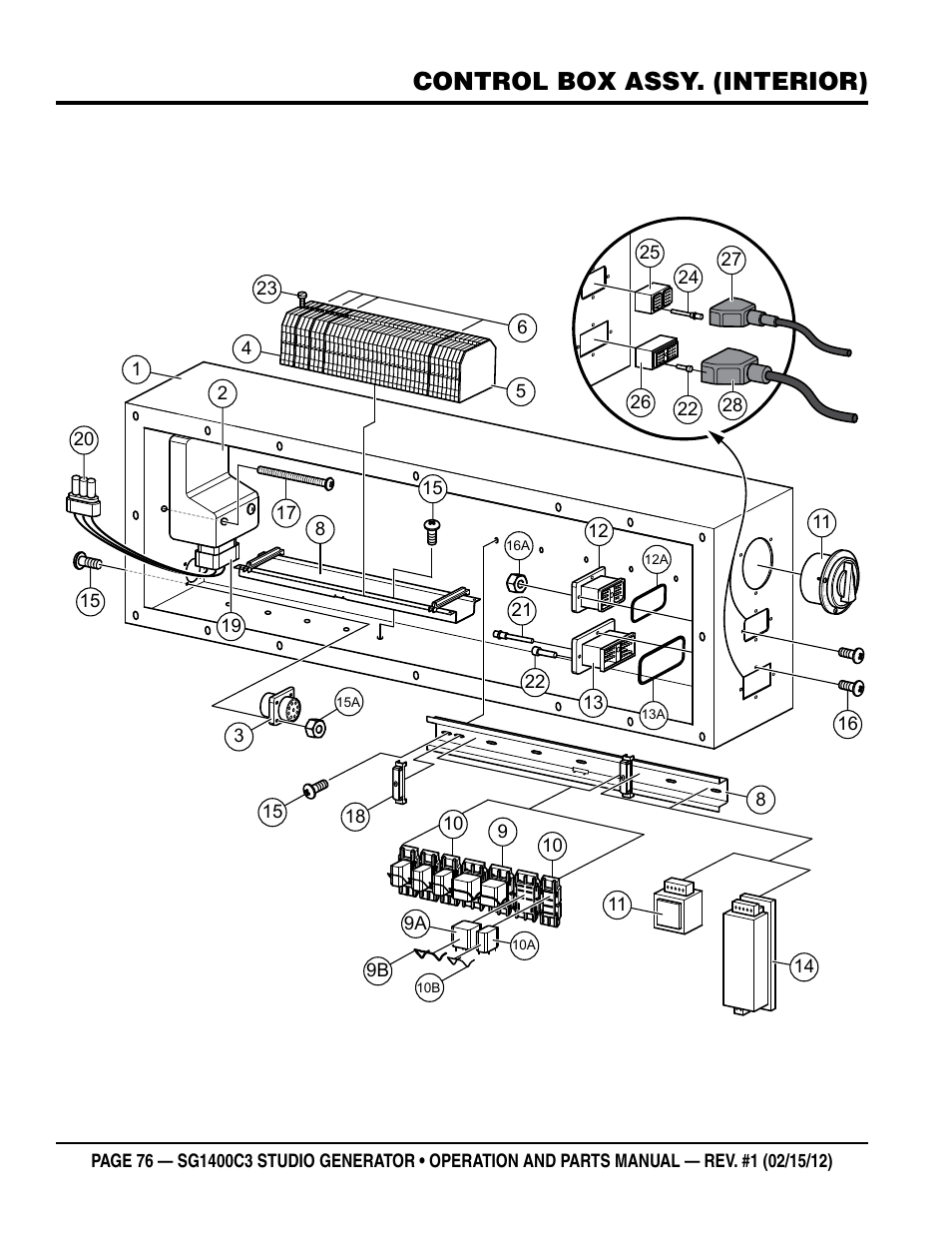 Control box assy. (interior) | Multiquip SG1400C3-55748 User Manual | Page 76 / 116