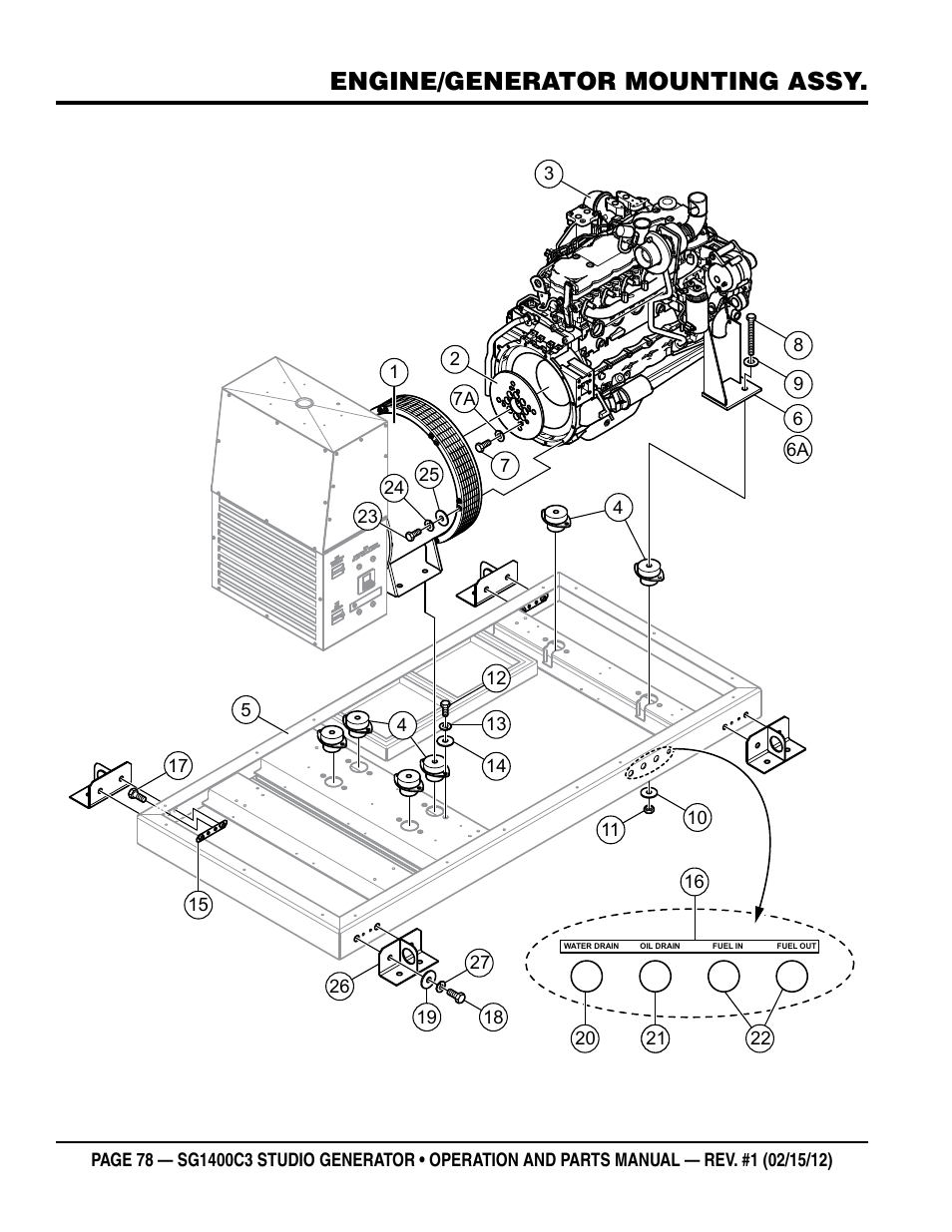 Engine/generator mounting assy | Multiquip SG1400C3-55748 User Manual | Page 78 / 116