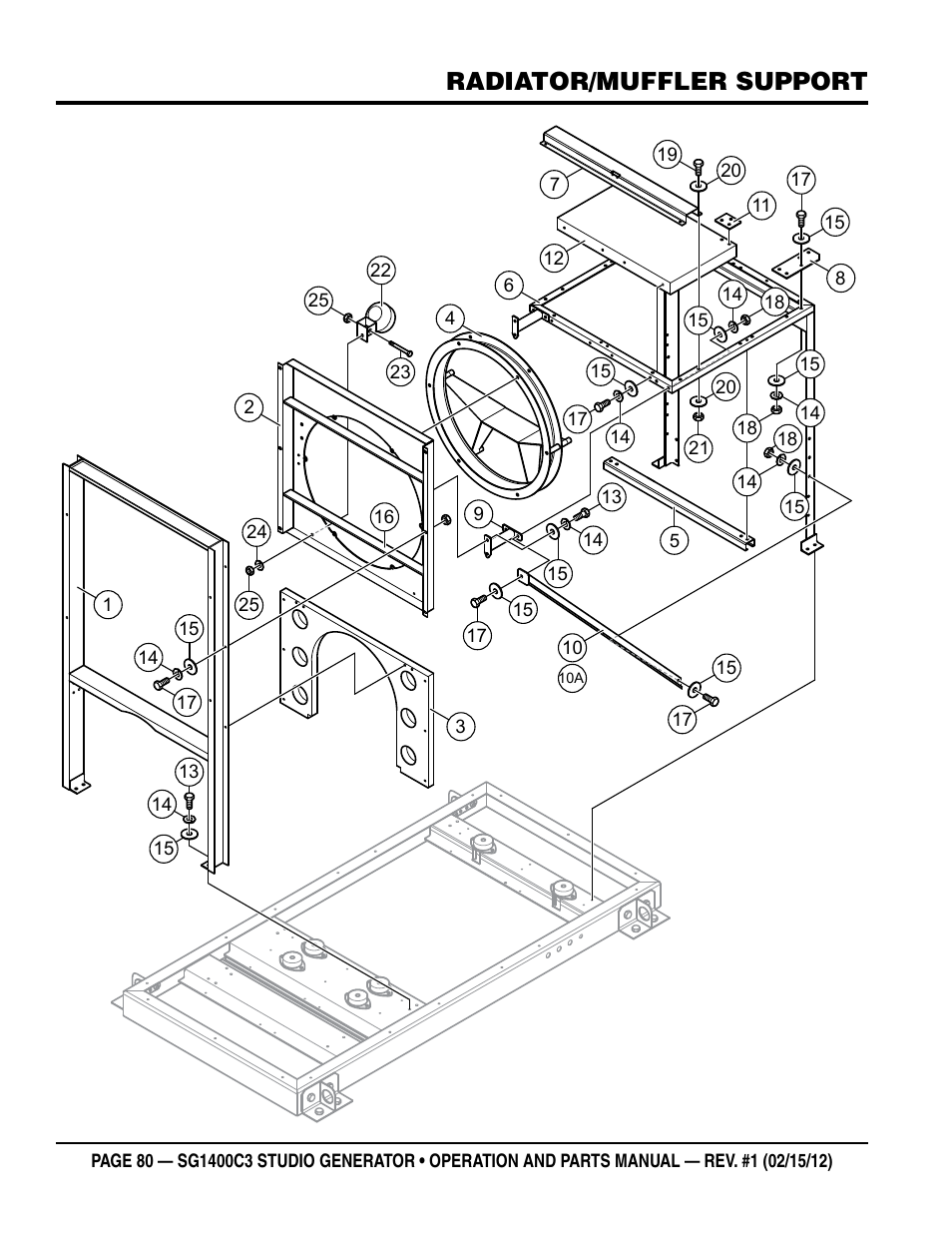 Radiator/muffler support | Multiquip SG1400C3-55748 User Manual | Page 80 / 116