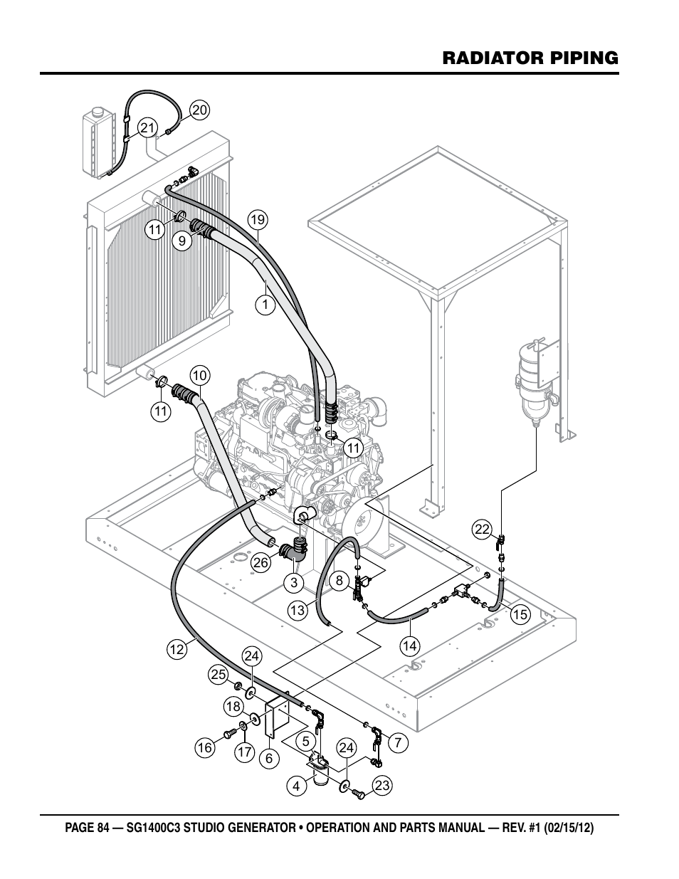 Radiator piping | Multiquip SG1400C3-55748 User Manual | Page 84 / 116