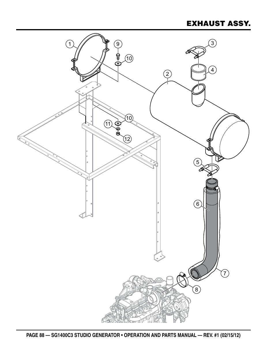 Exhaust assy | Multiquip SG1400C3-55748 User Manual | Page 88 / 116