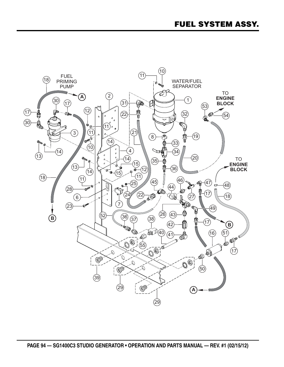 Fuel system assy | Multiquip SG1400C3-55748 User Manual | Page 94 / 116