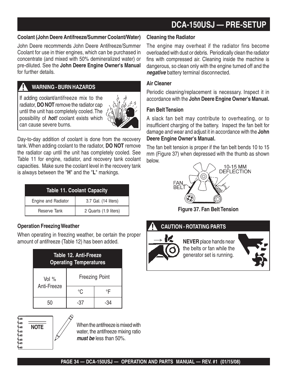Dca-150usj — pre-setup | Multiquip DCA150USJ User Manual | Page 34 / 86