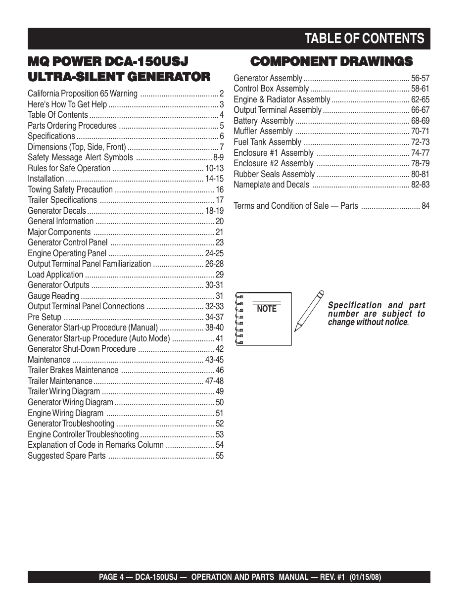 Multiquip DCA150USJ User Manual | Page 4 / 86