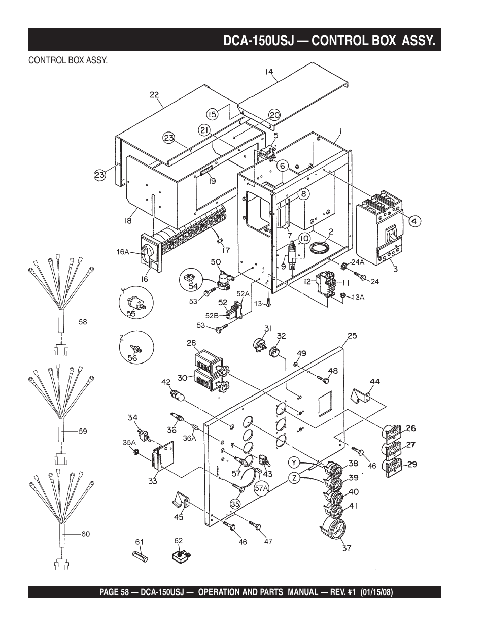 Dca-150usj — control box assy | Multiquip DCA150USJ User Manual | Page 58 / 86