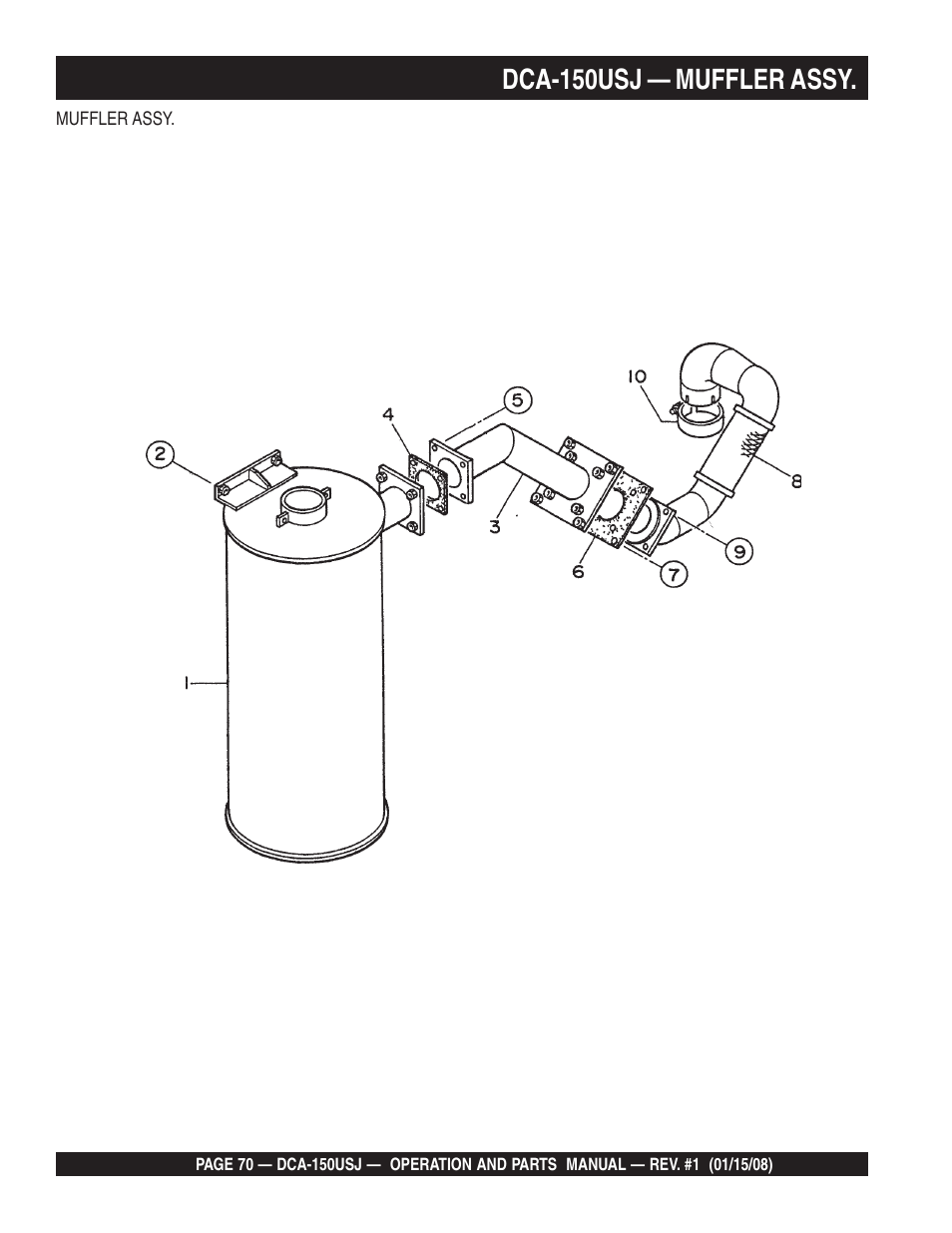 Dca-150usj — muffler assy | Multiquip DCA150USJ User Manual | Page 70 / 86