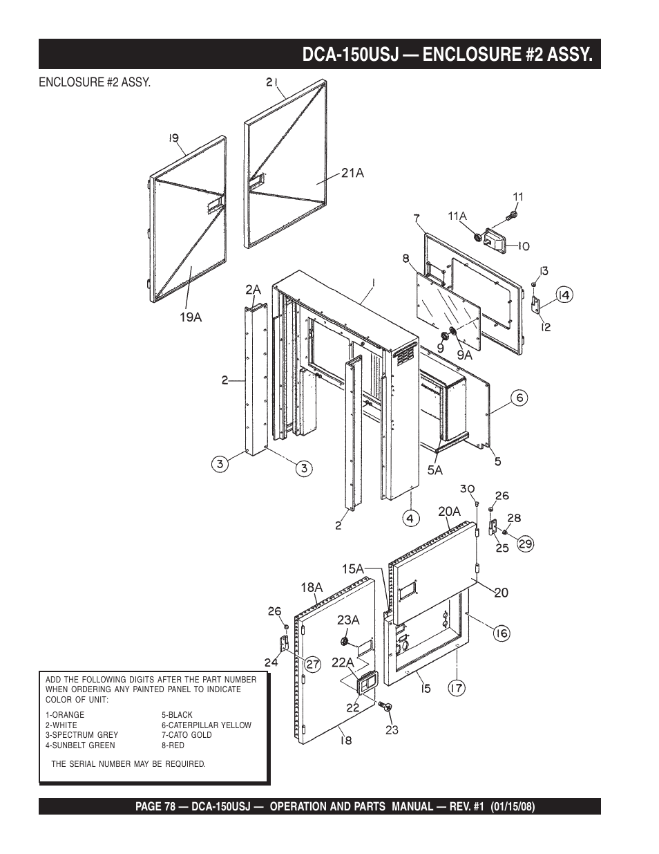 Dca-150usj — enclosure #2 assy, Enclosure #2 assy | Multiquip DCA150USJ User Manual | Page 78 / 86