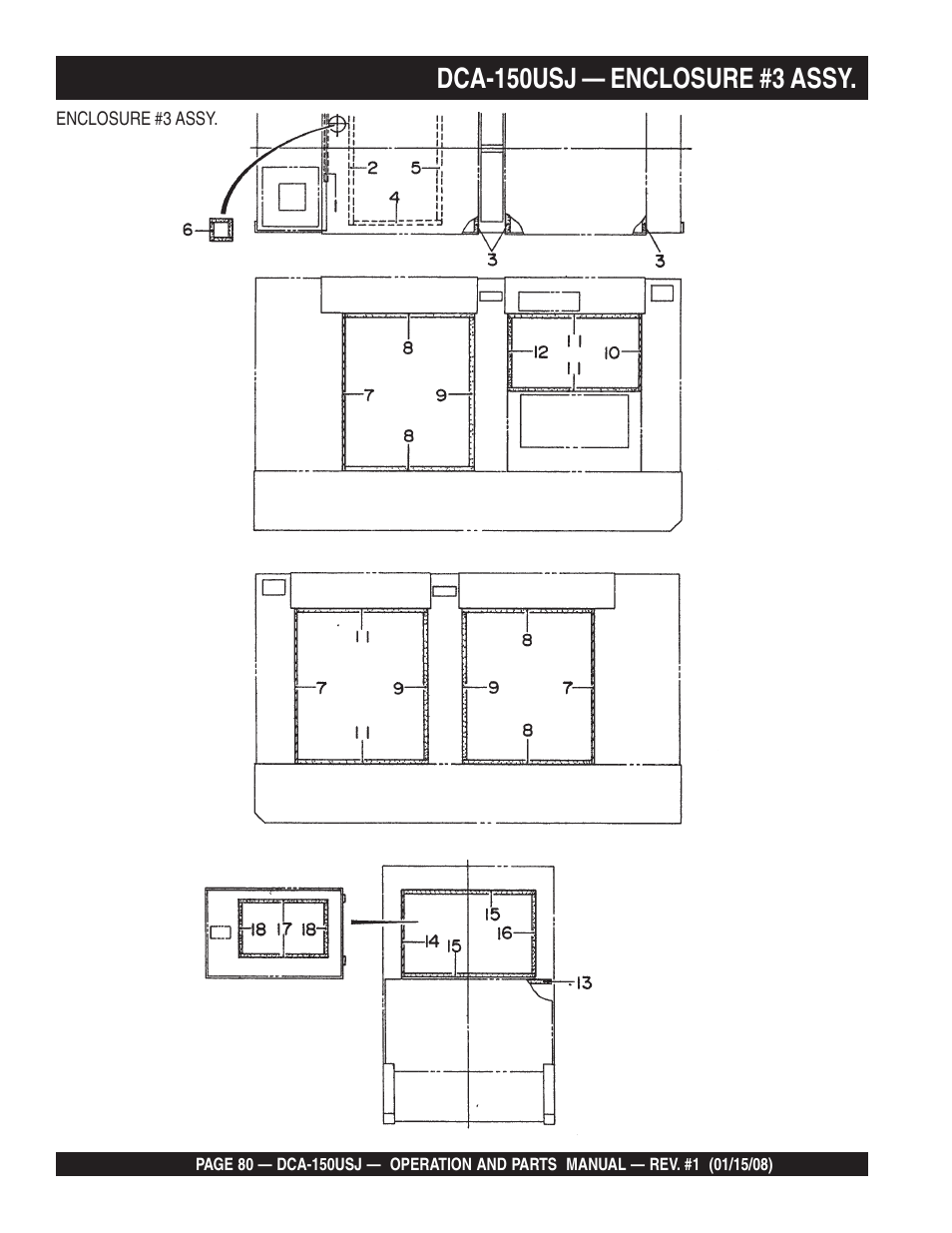 Dca-150usj — enclosure #3 assy | Multiquip DCA150USJ User Manual | Page 80 / 86