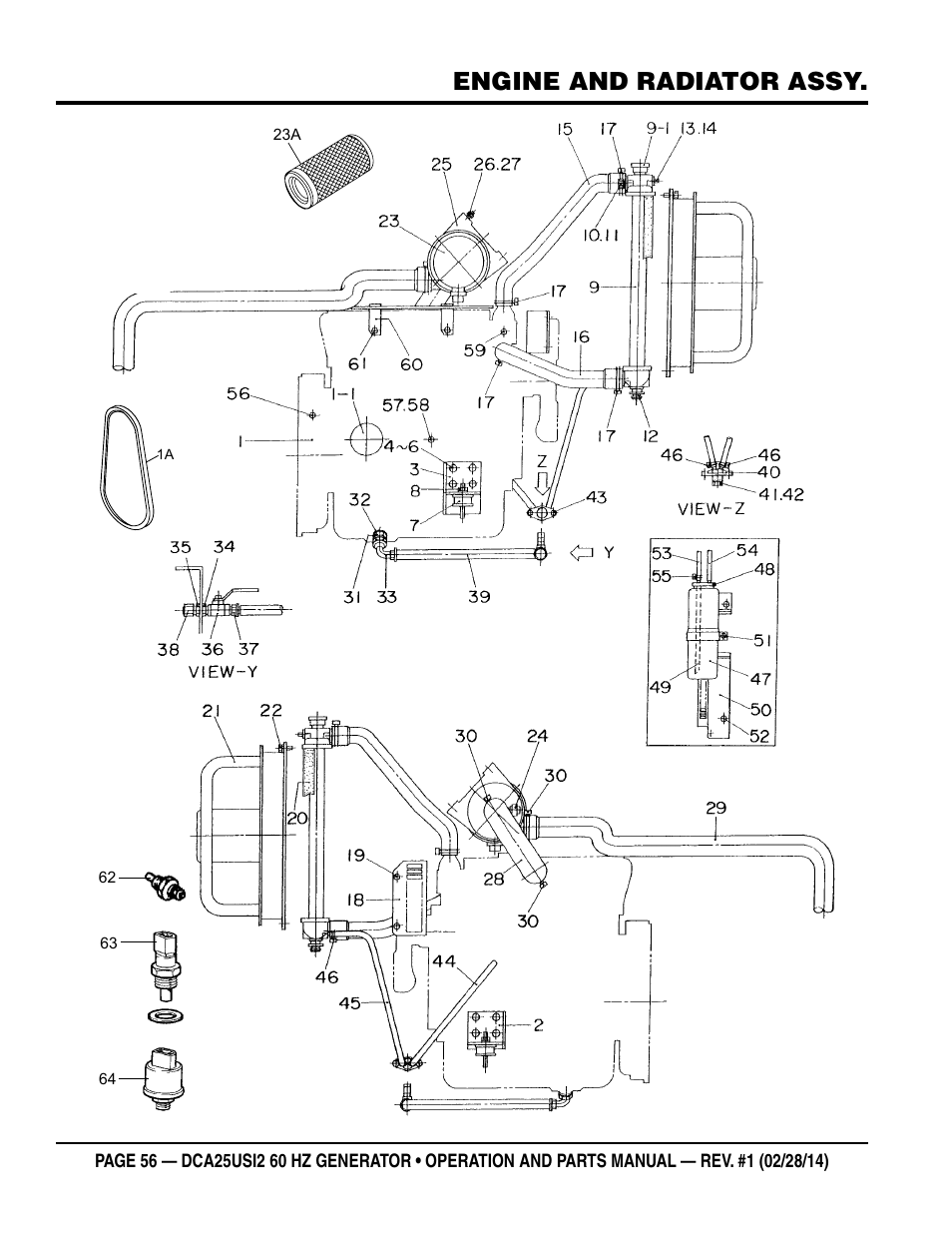 Engine and radiator assy | Multiquip DCA25USI2 User Manual | Page 56 / 80