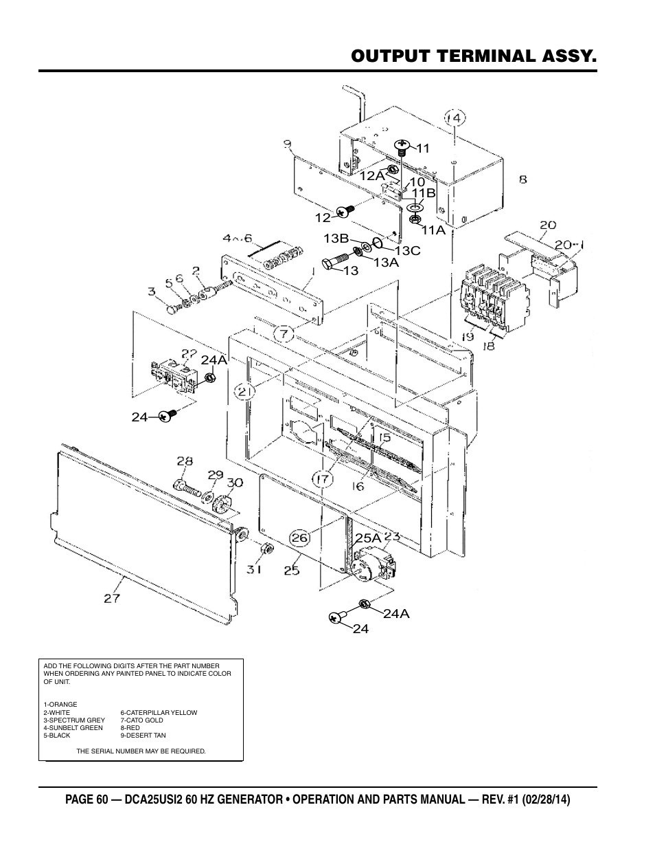 Output terminal assy | Multiquip DCA25USI2 User Manual | Page 60 / 80