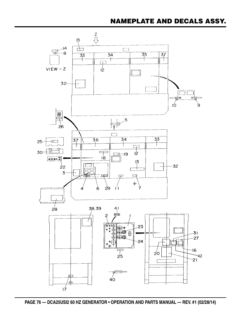 Nameplate and decals assy | Multiquip DCA25USI2 User Manual | Page 76 / 80