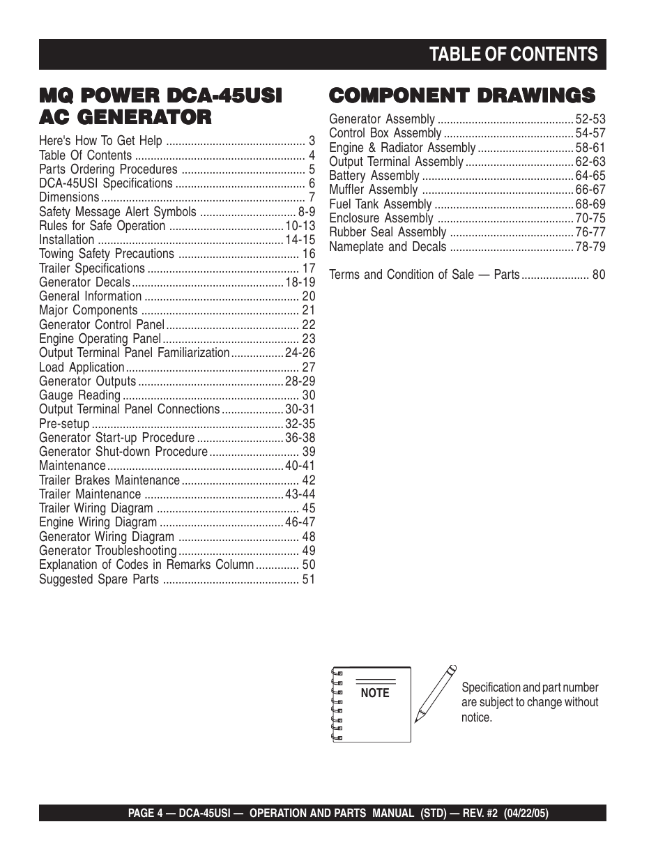 Multiquip DCA45USI User Manual | Page 4 / 82