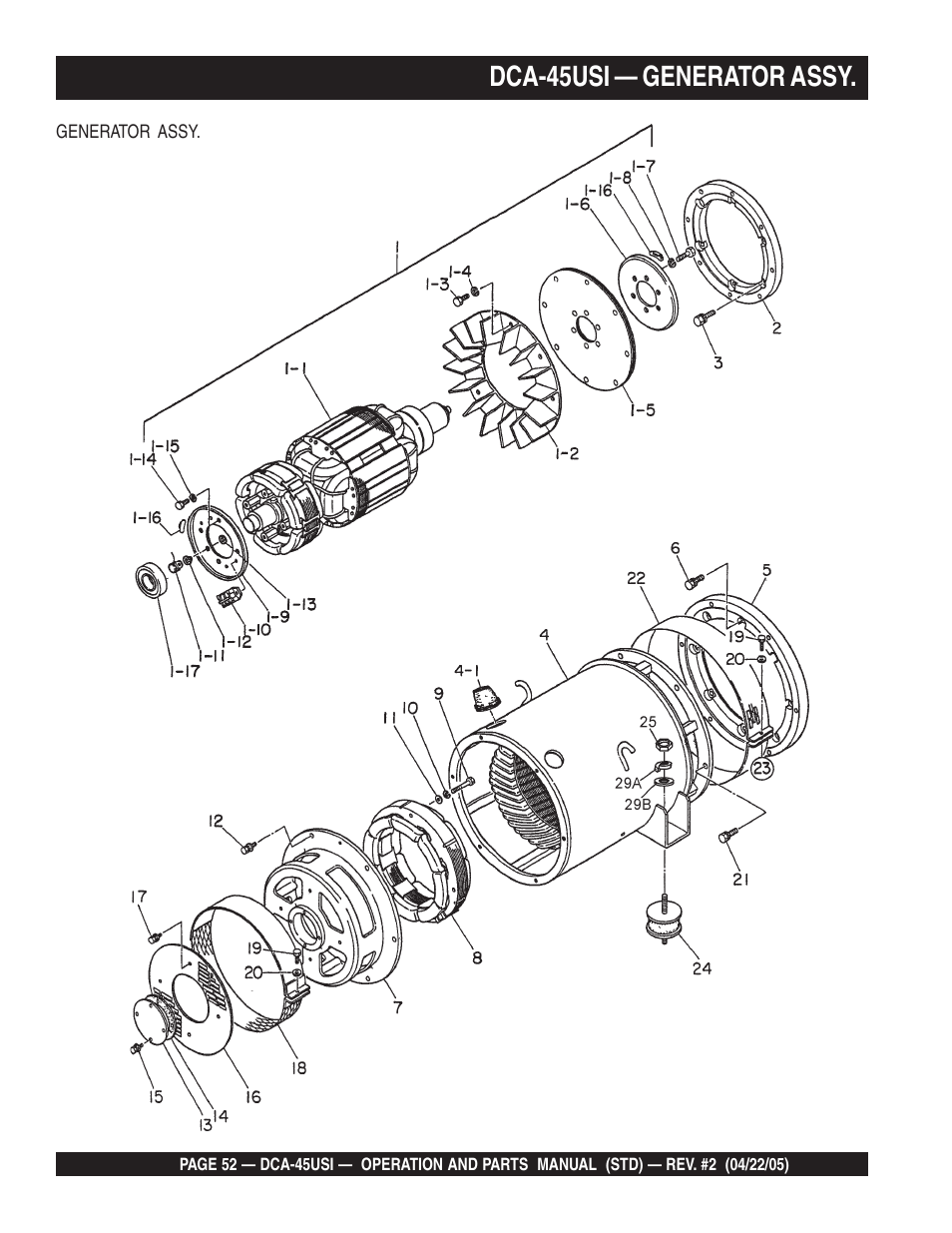 Dca-45usi — generator assy | Multiquip DCA45USI User Manual | Page 52 / 82