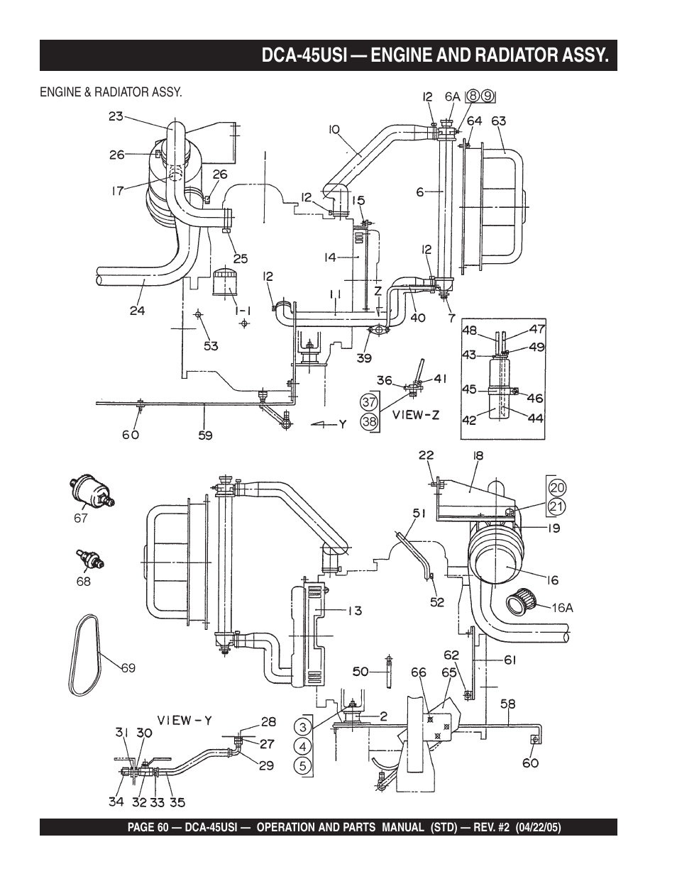Dca-45usi — engine and radiator assy | Multiquip DCA45USI User Manual | Page 60 / 82