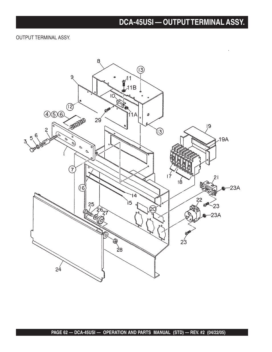 Dca-45usi — output terminal assy | Multiquip DCA45USI User Manual | Page 62 / 82