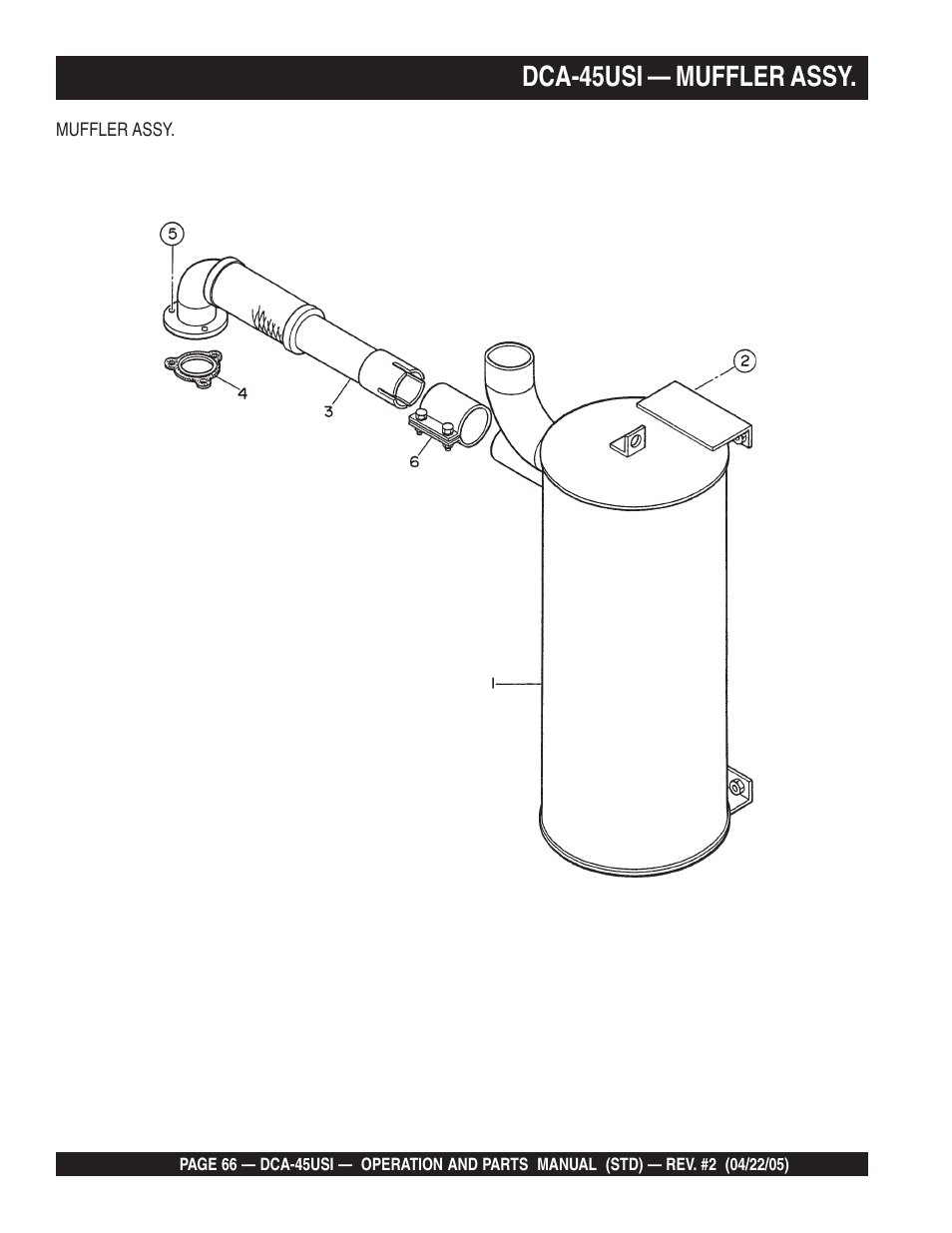 Dca-45usi — muffler assy | Multiquip DCA45USI User Manual | Page 66 / 82