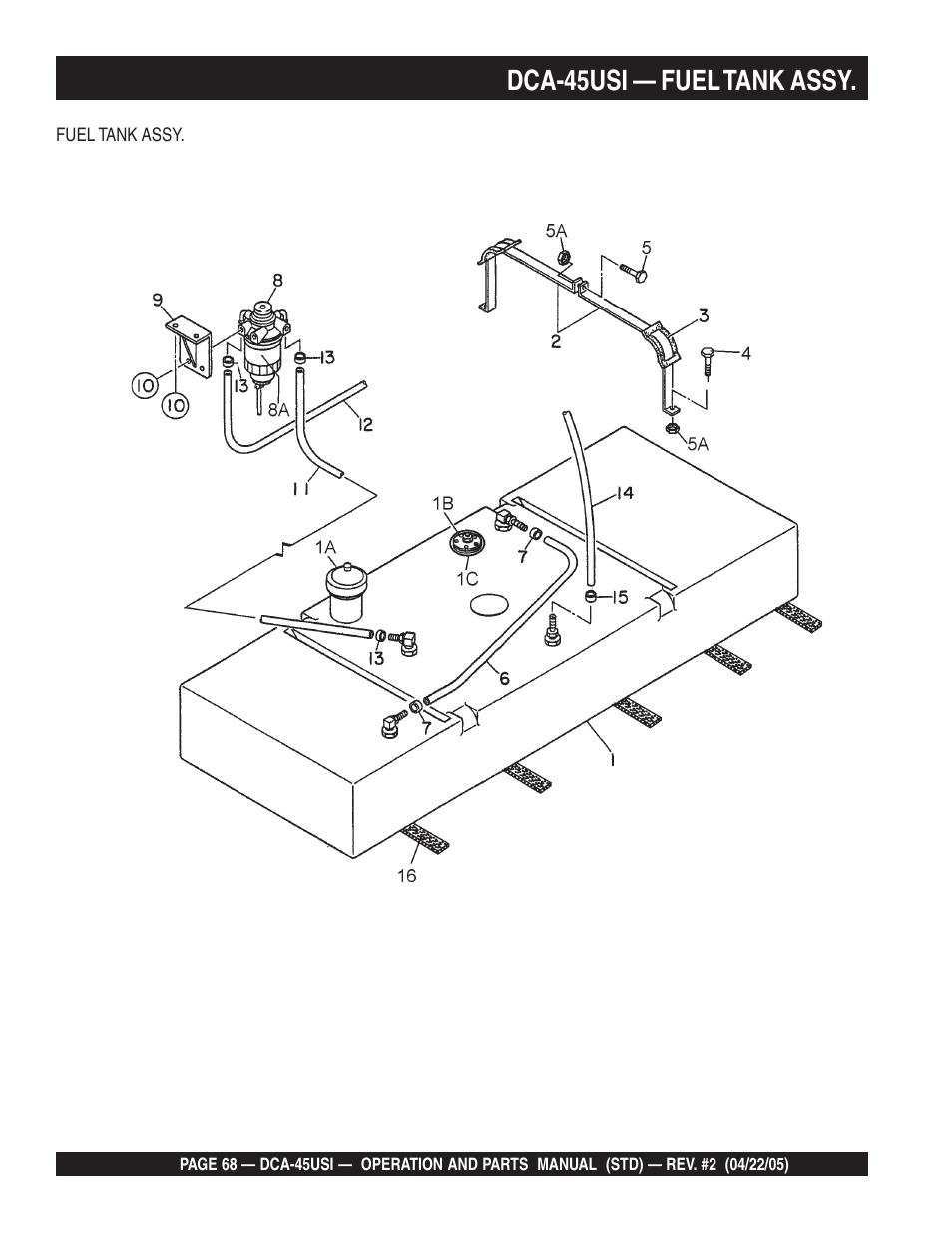 Dca-45usi — fuel tank assy | Multiquip DCA45USI User Manual | Page 68 / 82