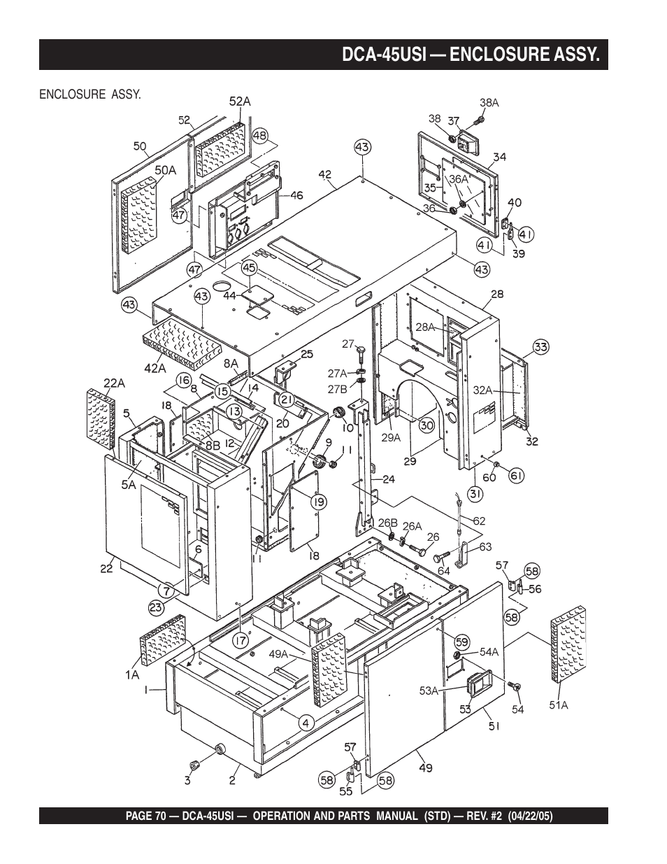 Dca-45usi — enclosure assy | Multiquip DCA45USI User Manual | Page 70 / 82