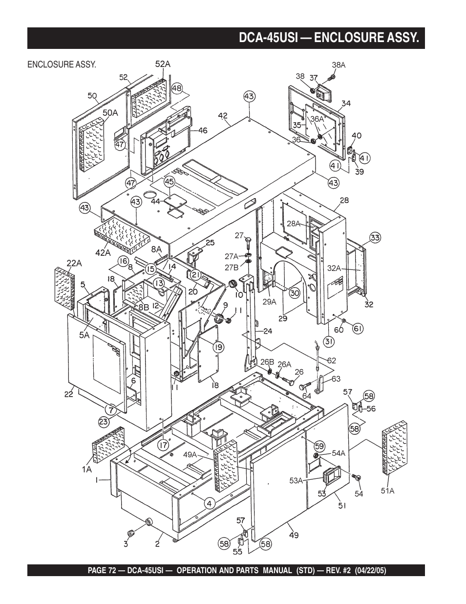 Dca-45usi — enclosure assy | Multiquip DCA45USI User Manual | Page 72 / 82