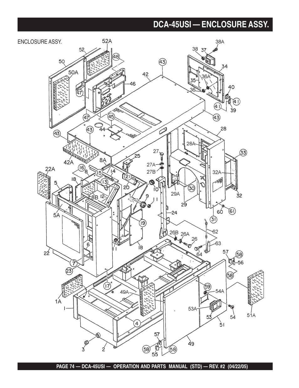 Dca-45usi — enclosure assy | Multiquip DCA45USI User Manual | Page 74 / 82