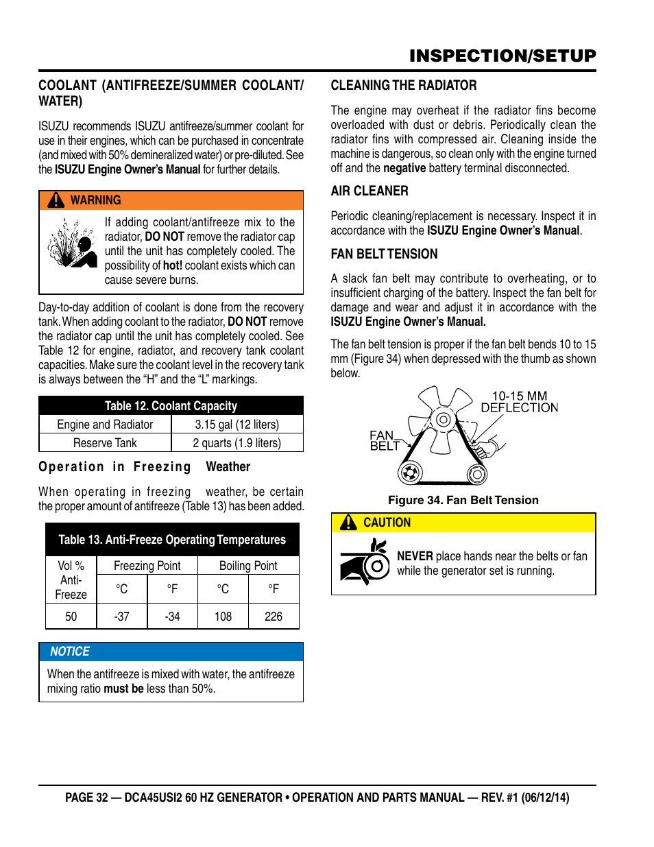 Inspection/setup | Multiquip DCA45USI2 User Manual | Page 32 / 82