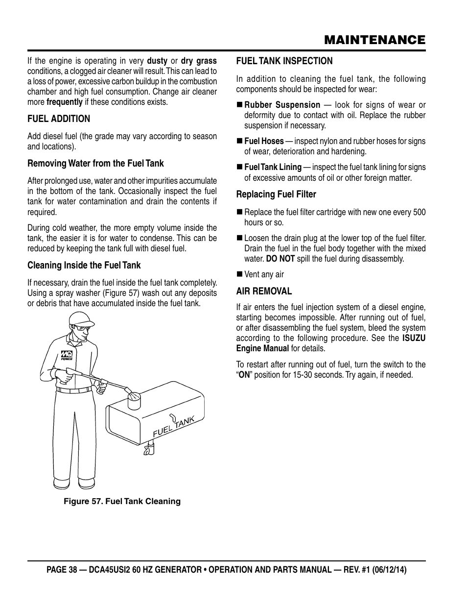 Maintenance | Multiquip DCA45USI2 User Manual | Page 38 / 82