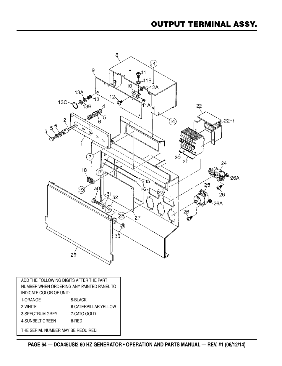 Output terminal assy | Multiquip DCA45USI2 User Manual | Page 64 / 82