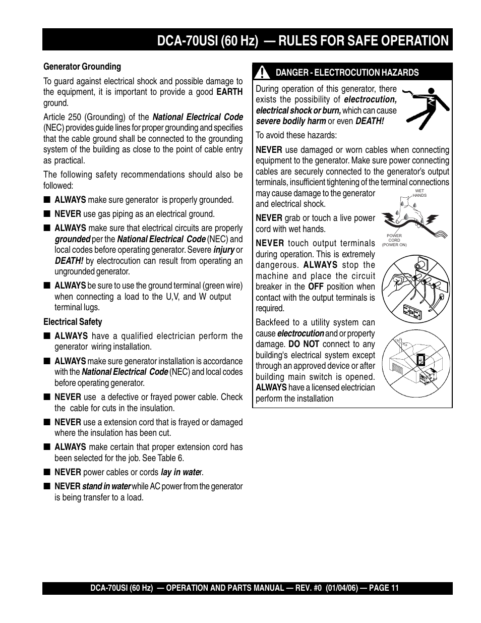 Multiquip DCA70USI User Manual | Page 11 / 84