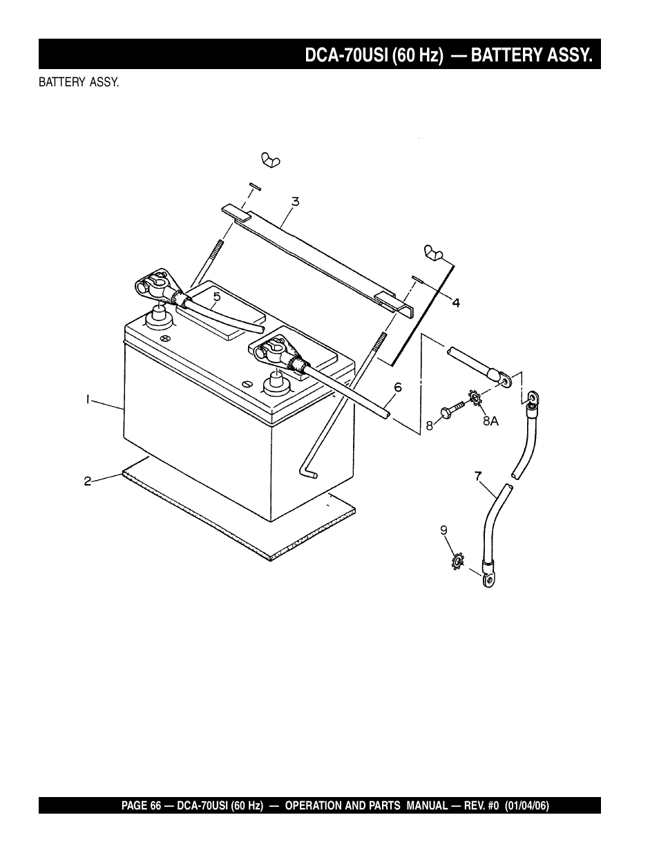 Dca-70usi (60 hz) — battery assy | Multiquip DCA70USI User Manual | Page 66 / 84