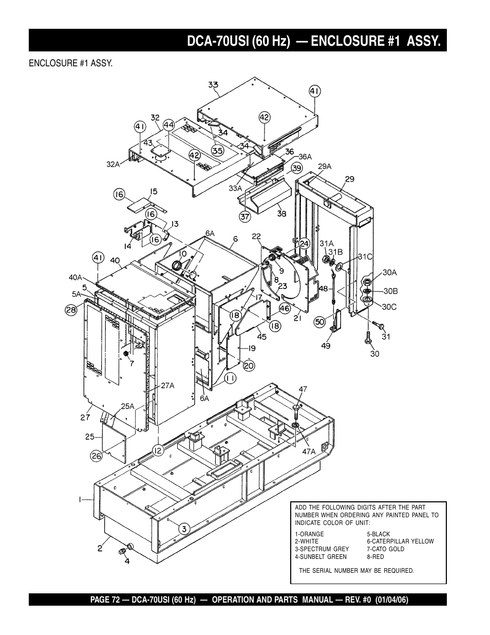 Enclosure #1 assy | Multiquip DCA70USI User Manual | Page 72 / 84