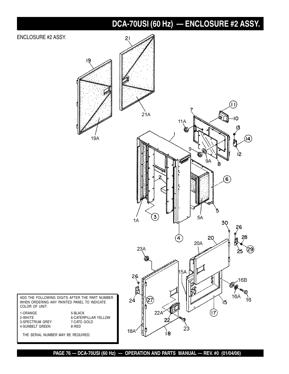 Enclosure #2 assy | Multiquip DCA70USI User Manual | Page 76 / 84