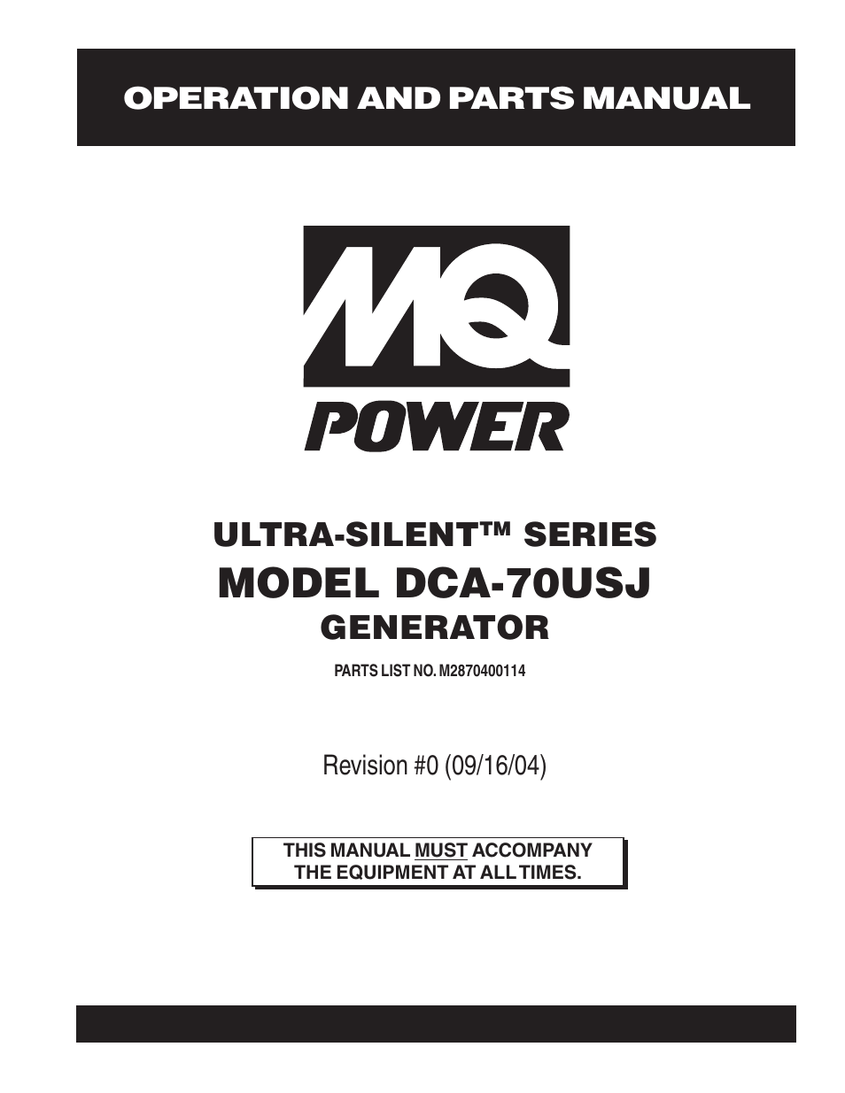 Multiquip DCA70USJ User Manual | 86 pages