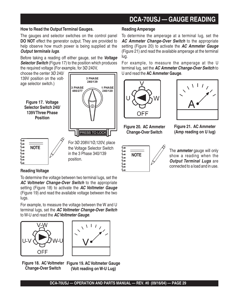 1dca-70usj — gauge reading | Multiquip DCA70USJ User Manual | Page 29 / 86