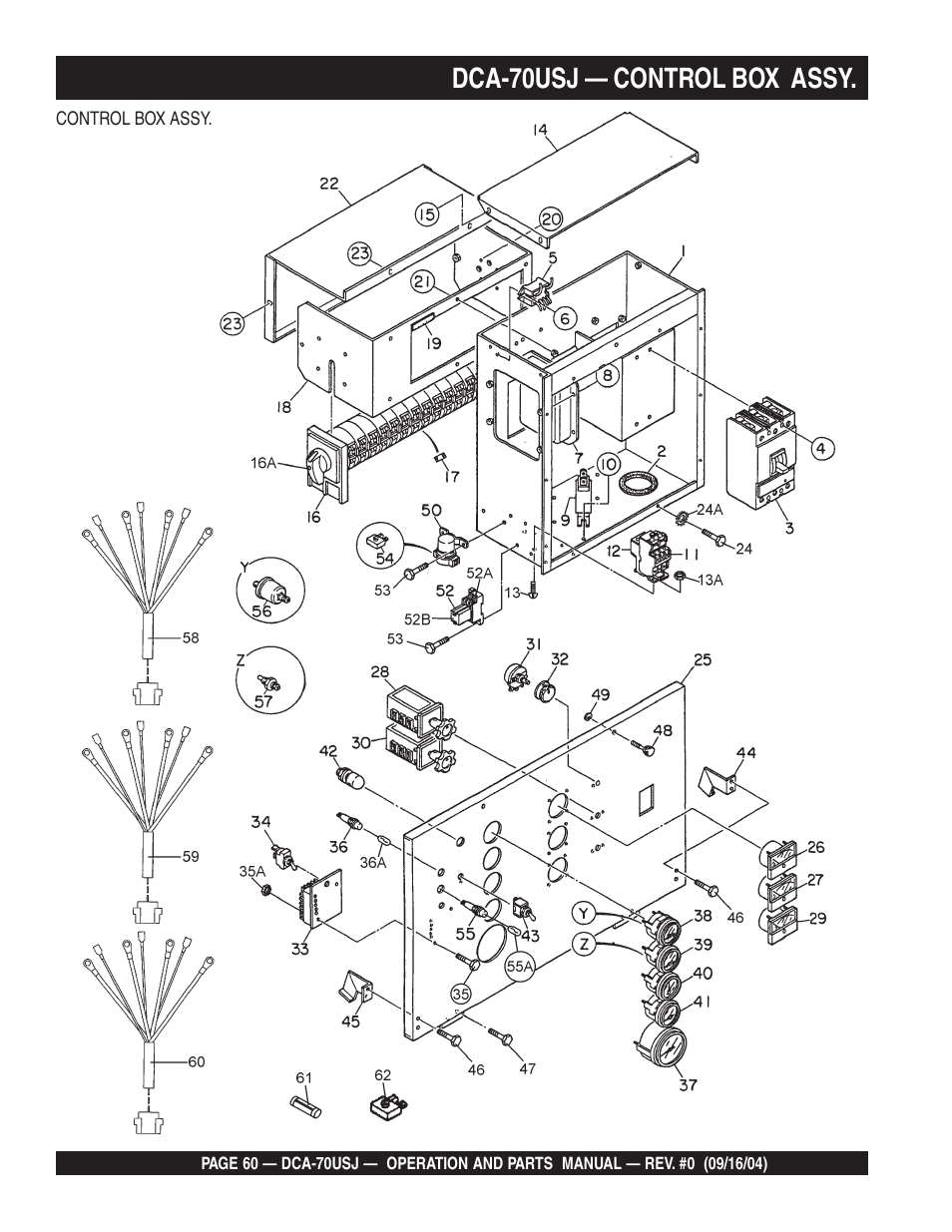 Dca-70usj — control box assy | Multiquip DCA70USJ User Manual | Page 60 / 86