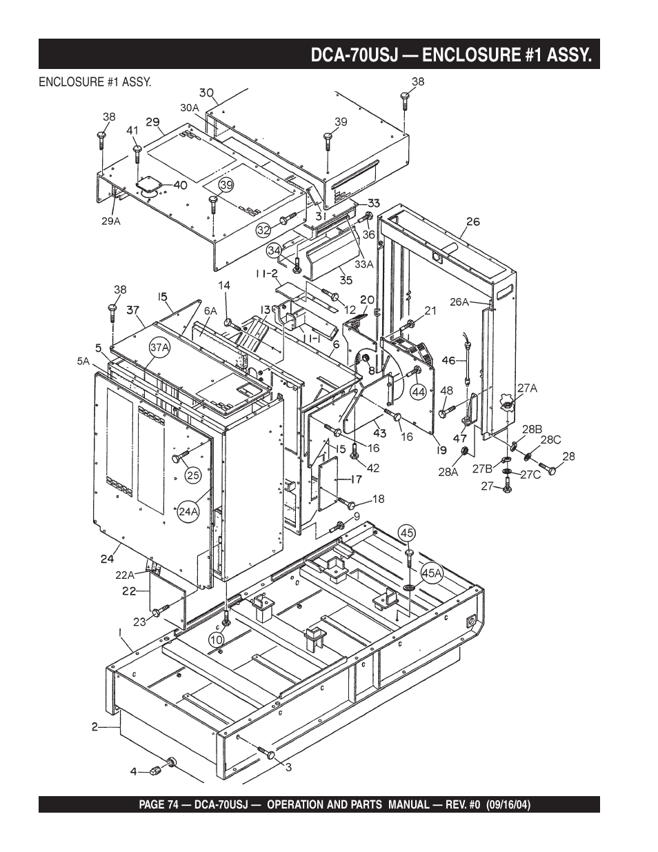Dca-70usj — enclosure #1 assy | Multiquip DCA70USJ User Manual | Page 74 / 86