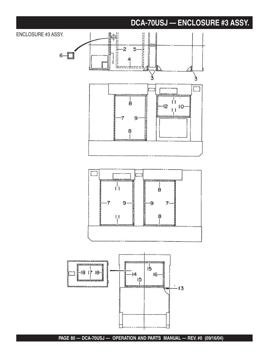 Dca-70usj — enclosure #3 assy | Multiquip DCA70USJ User Manual | Page 80 / 86