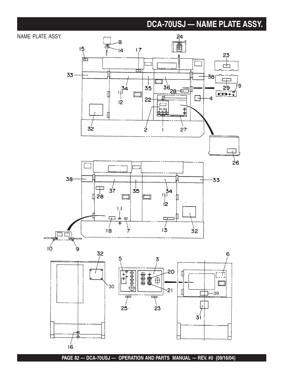Dca-70usj — name plate assy | Multiquip DCA70USJ User Manual | Page 82 / 86