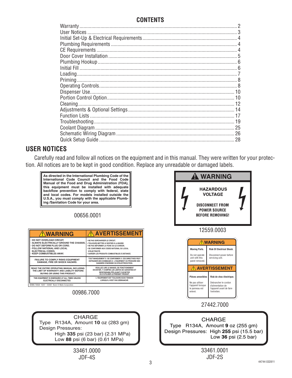 Bunn JDF-2S User Manual | Page 3 / 28