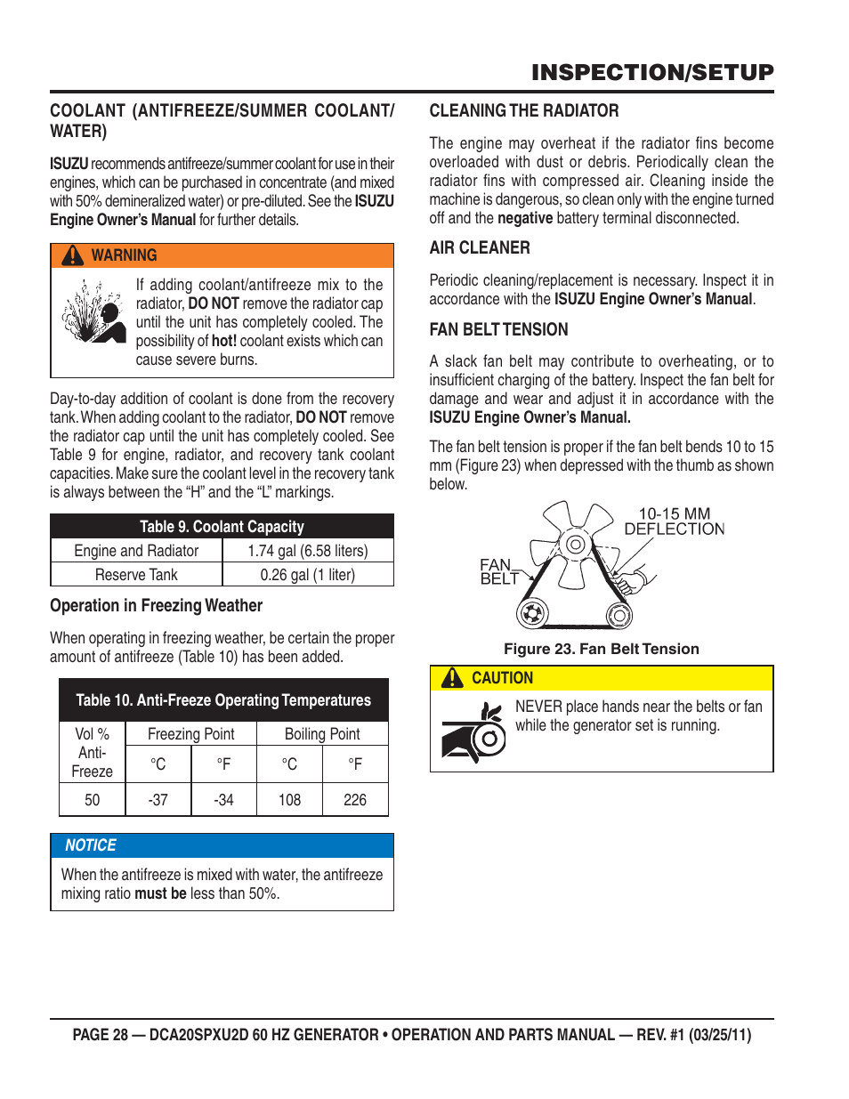 Inspection/setup | Multiquip DCA20SPXU2D User Manual | Page 28 / 74