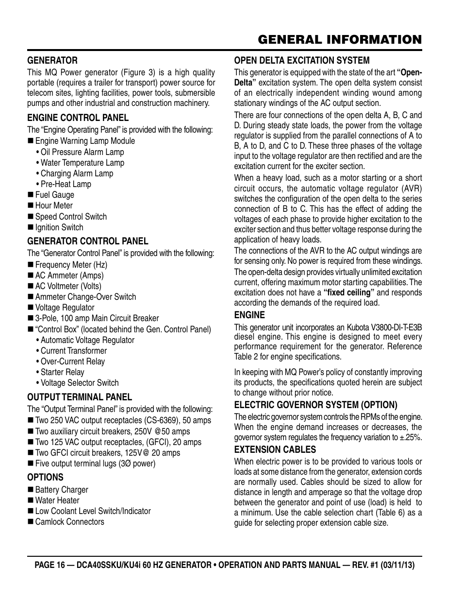 General information | Multiquip DCA40SSKU_KU4i User Manual | Page 16 / 78