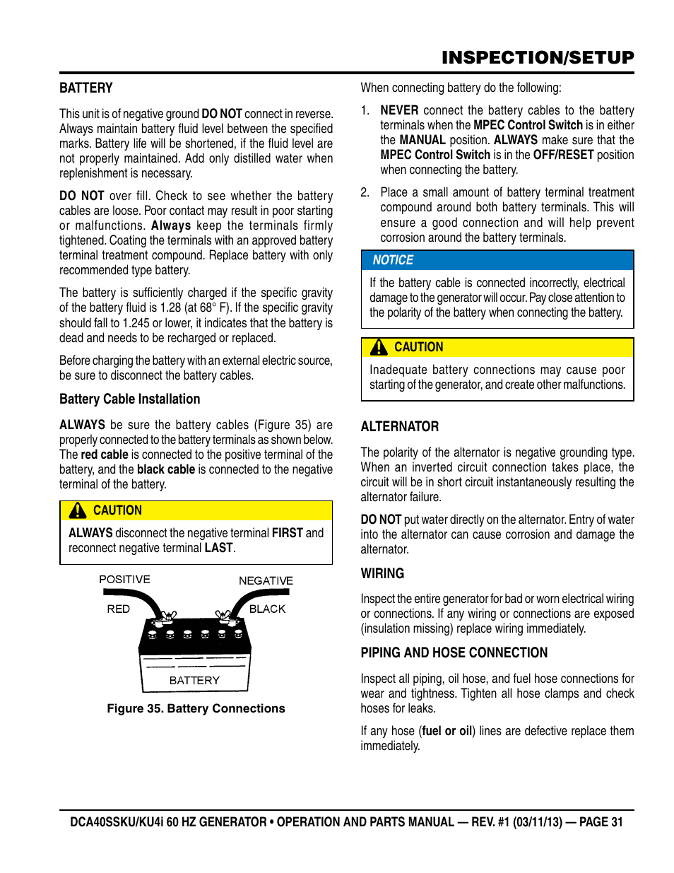 Inspection/setup | Multiquip DCA40SSKU_KU4i User Manual | Page 31 / 78
