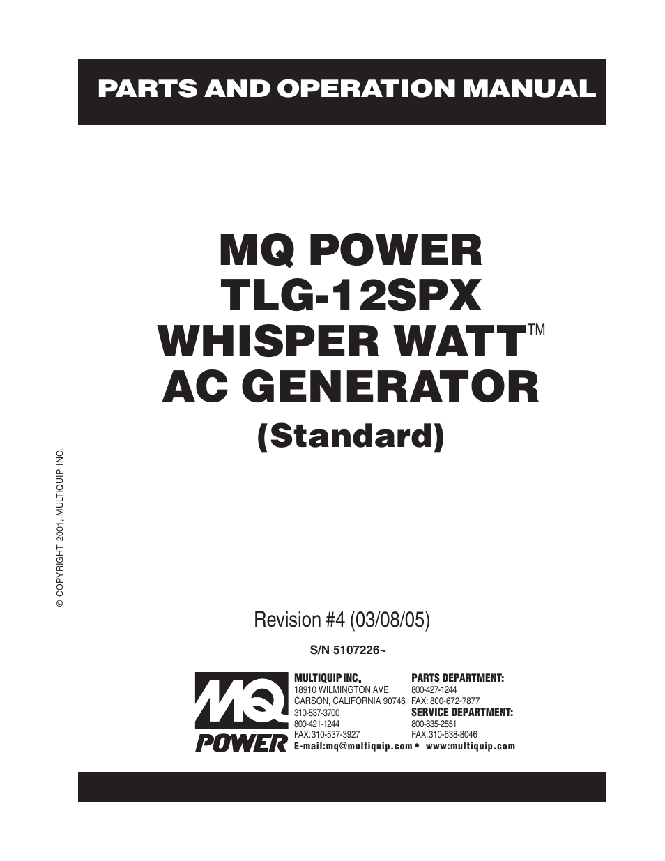 Multiquip TLG12SPX User Manual | 126 pages