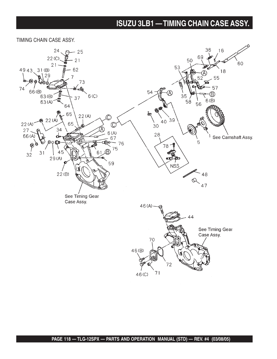 Isuzu 3lb1 — timing chain case assy | Multiquip TLG12SPX User Manual | Page 118 / 126